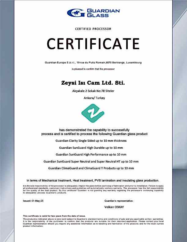 Isıcam TSE Uygunluk Belgesi